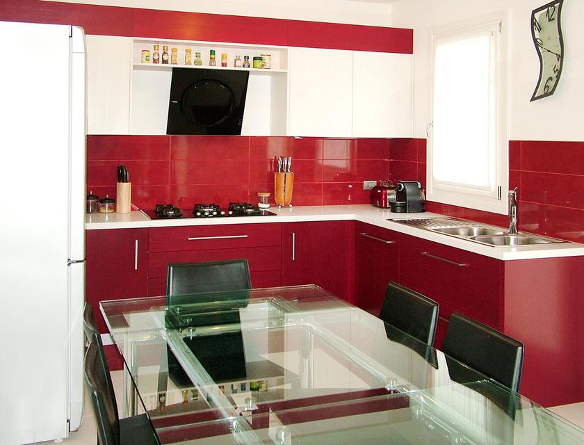 Cucina Frassino laccato rosso (02)